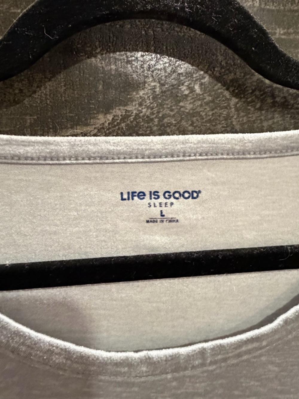 Life Is Good Light Gray Tee with Navy Logo with pants - Picture 2 of 8